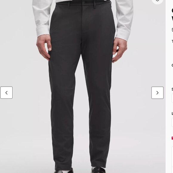 EUC Lululemon Commission Slim-Fit Pant 32L 31W - Obsidian